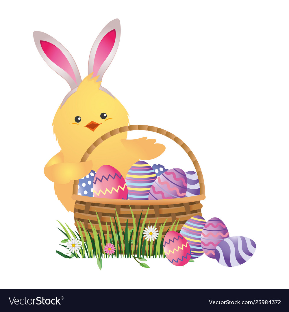 Easter chicken cartoon Royalty Free Vector Image