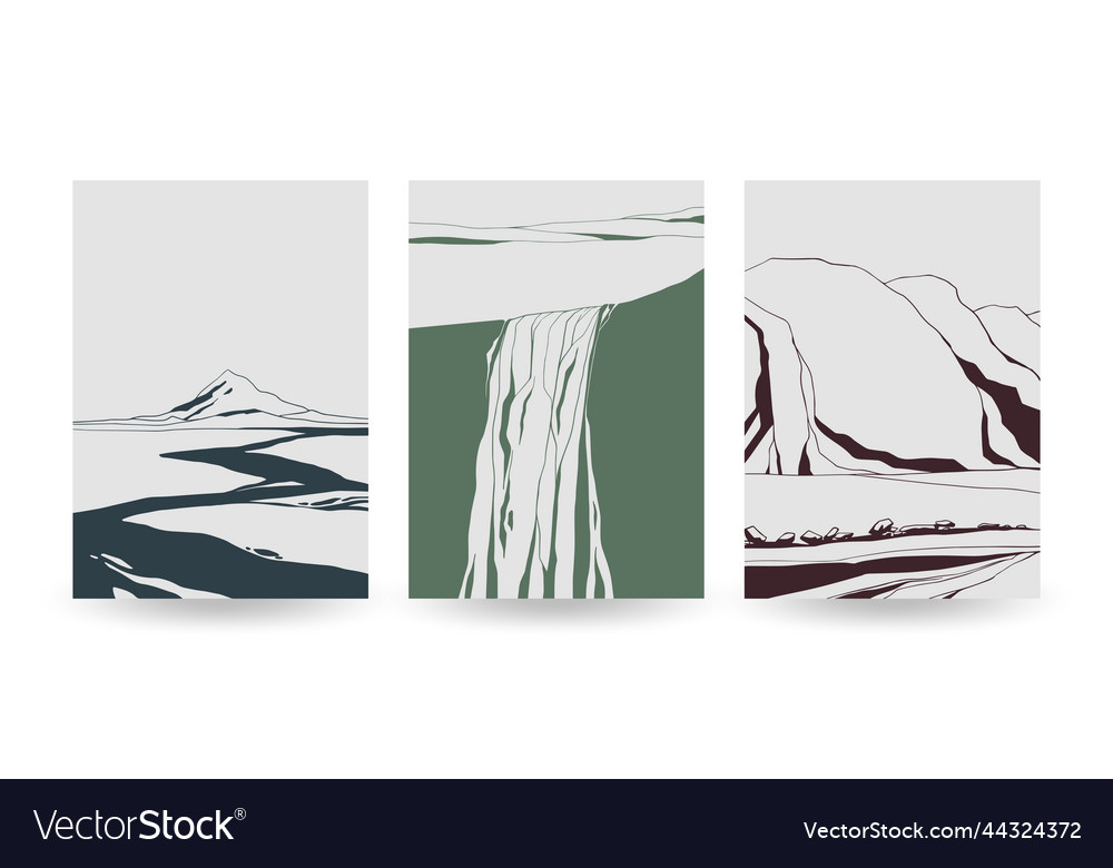 Ink iceland landscape abstract geometric mountain vector image Ink iceland landscape abstract geometric mountain