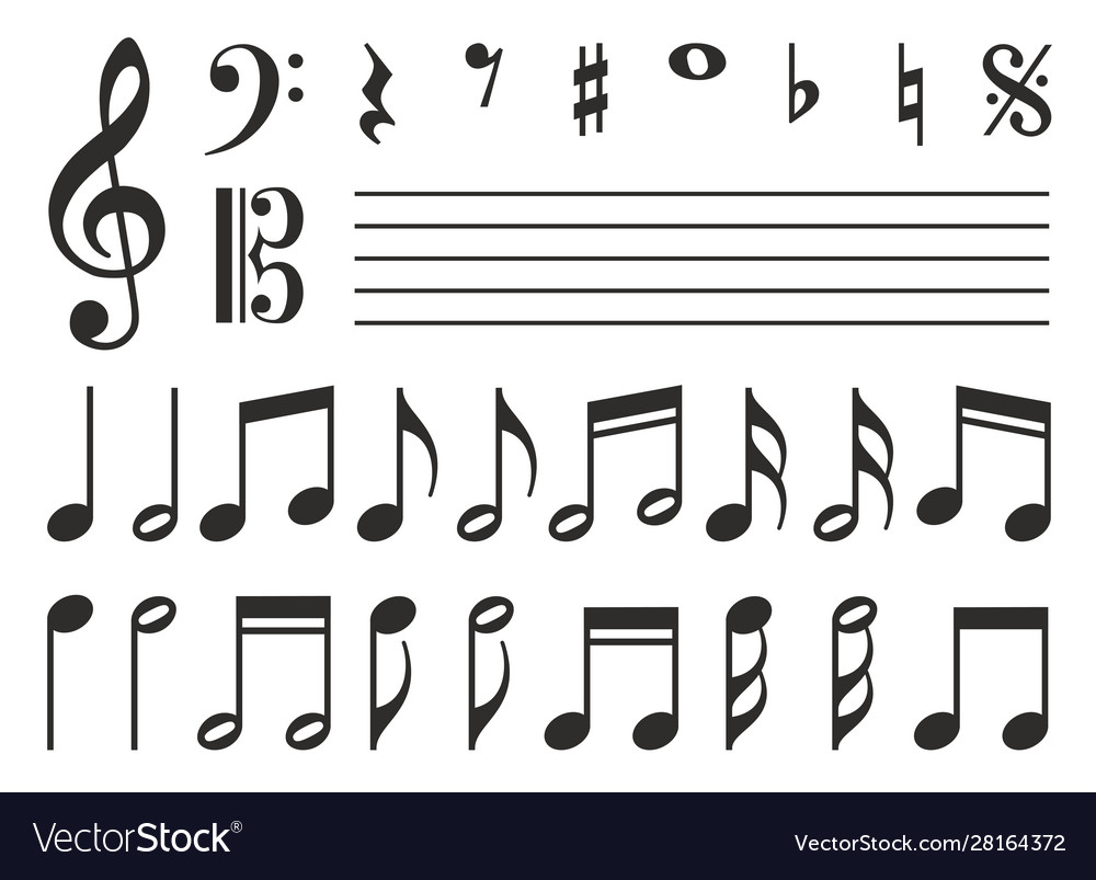 Music notes icons set Royalty Free Vector Image