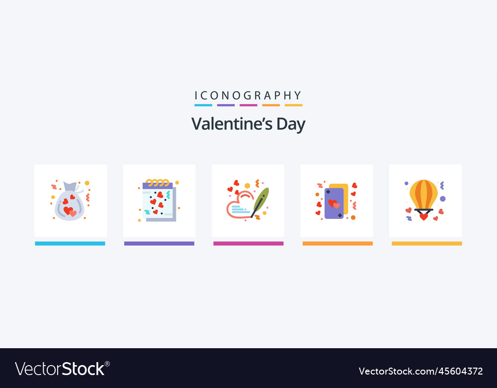 Valentines day flat 5 icon pack including love