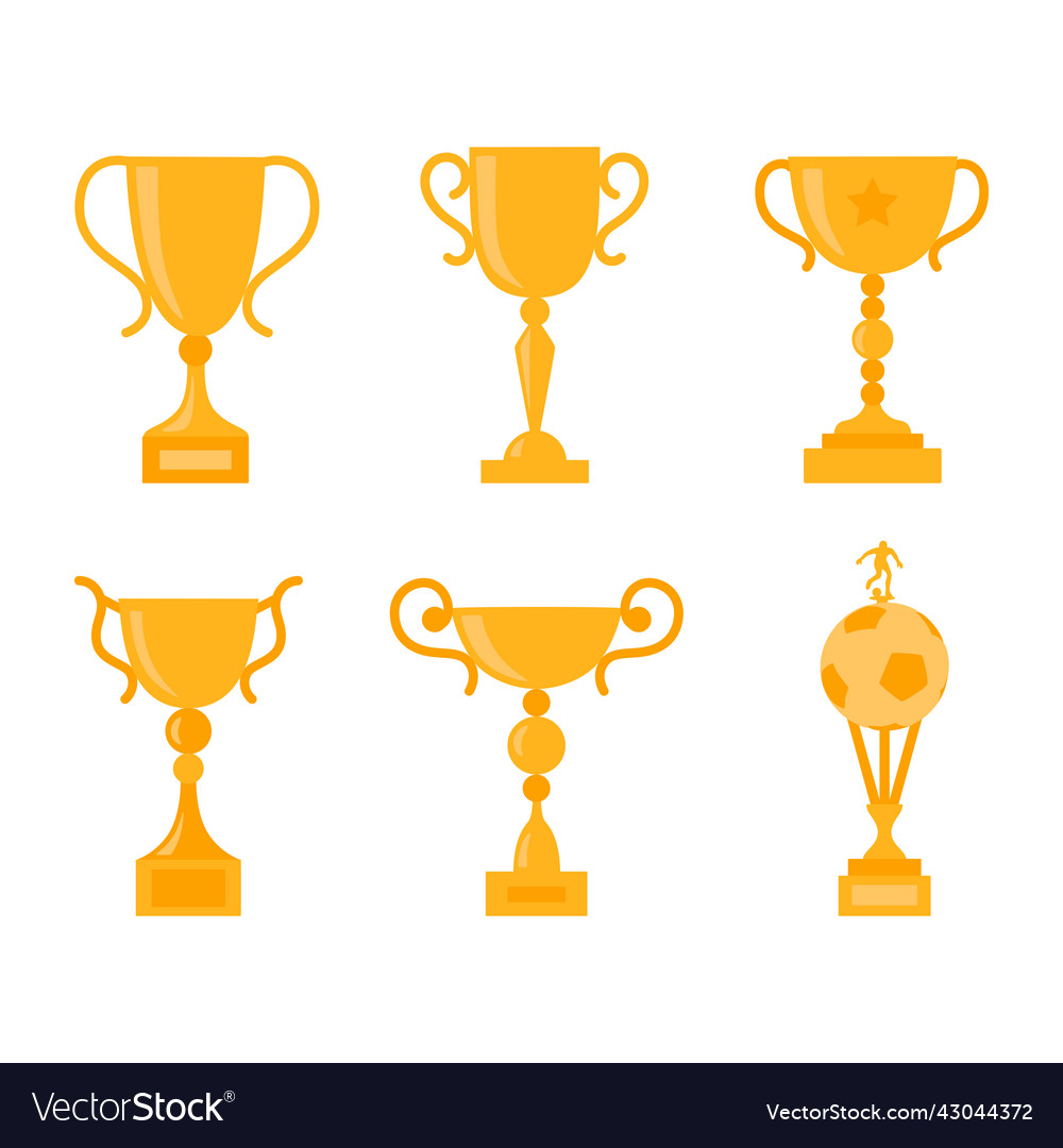 Winners cup set of different golden bowls vector image Winners cup set of different golden bowls