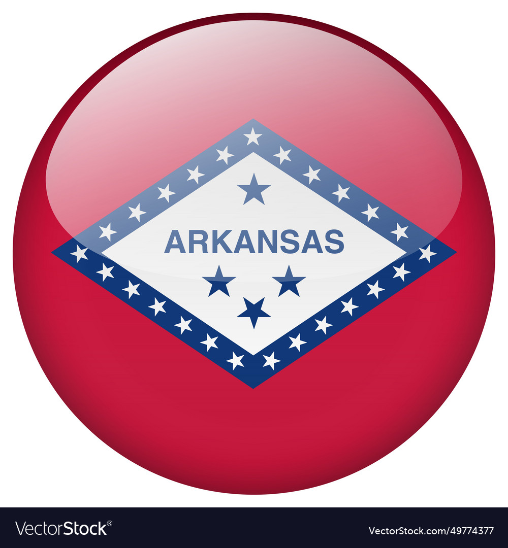 Arkansas flag button Royalty Free Vector Image