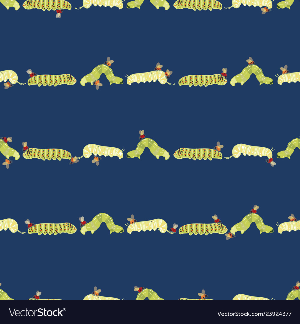 Blaues Muster mit Raupe und Marienkäfer vector image Blaues Muster mit Raupe und Marienkäfer