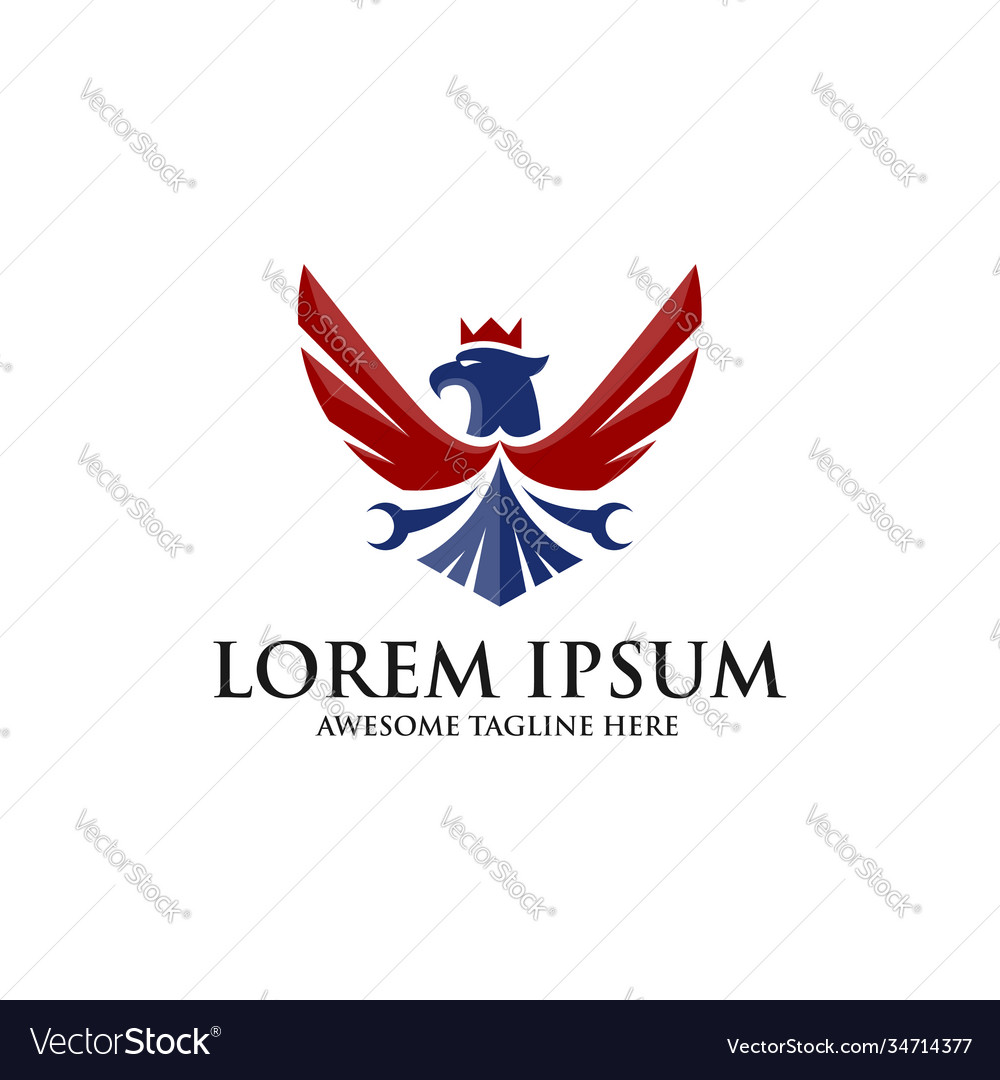 Creative eagle logo eagle bird with crown in head Vector Image