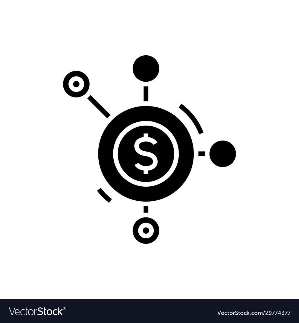 Dividing money black icon concept Royalty Free Vector Image