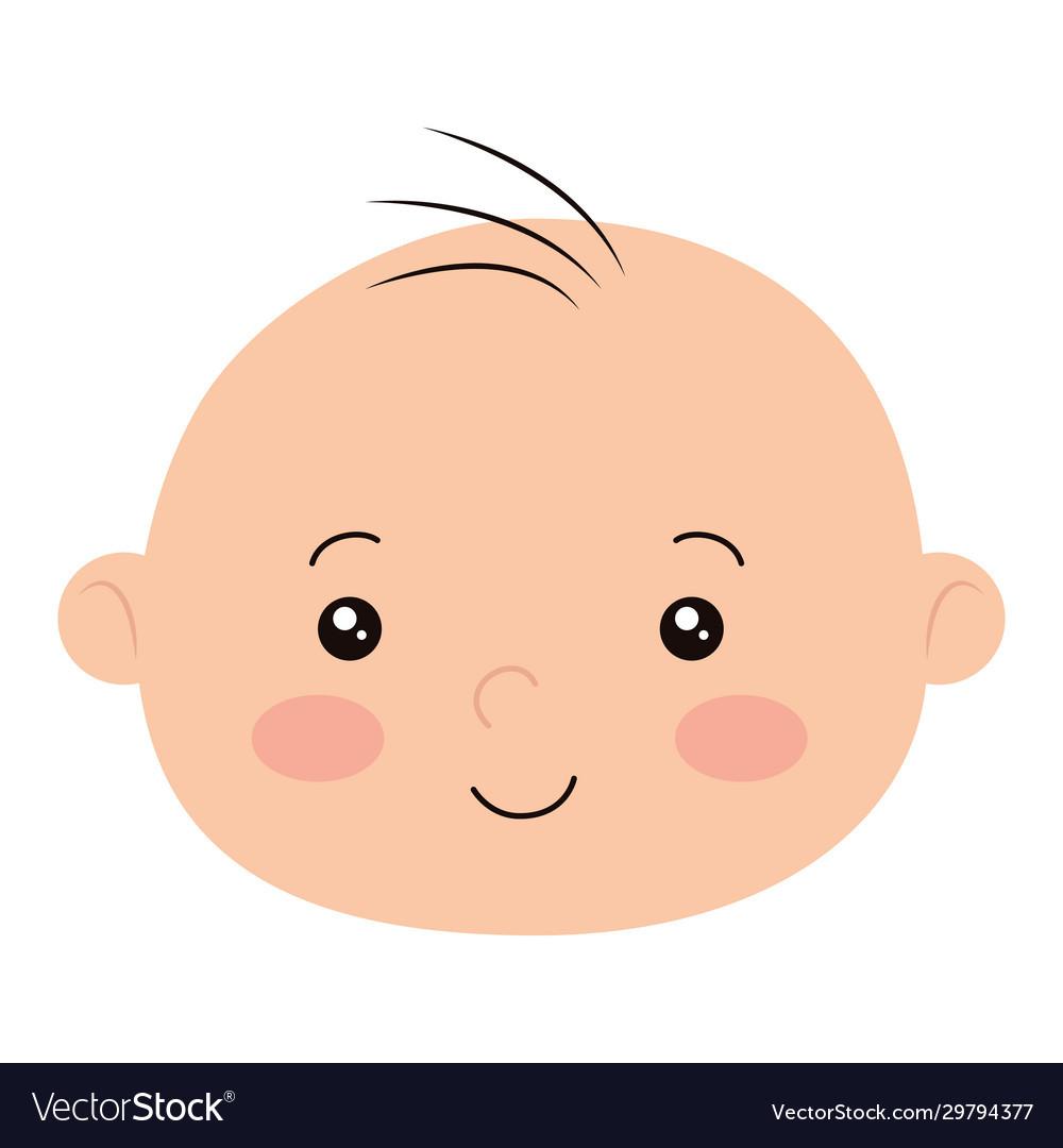 Face cute little baby boy isolated icon Royalty Free Vector