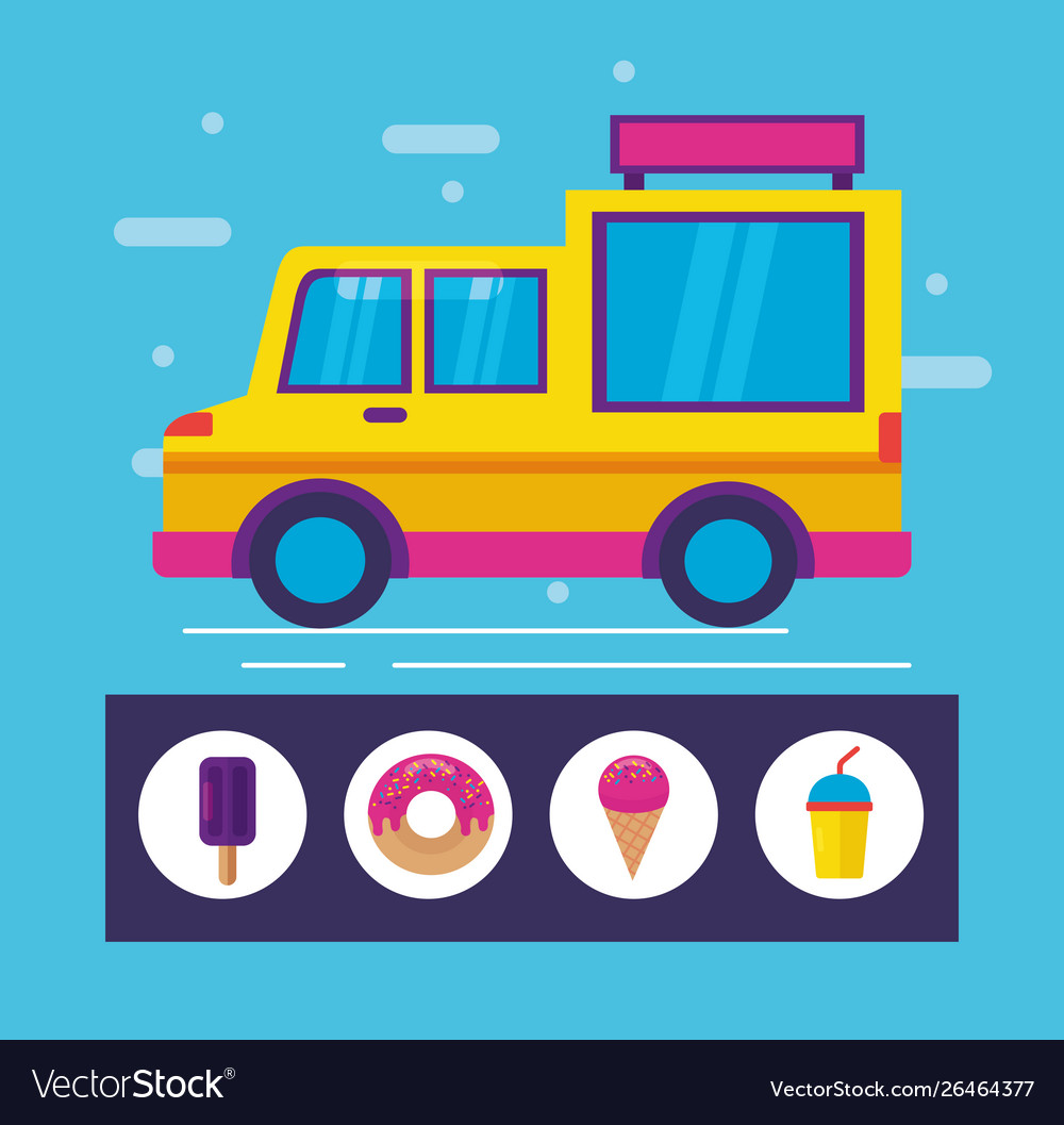 Food trucks flat design image