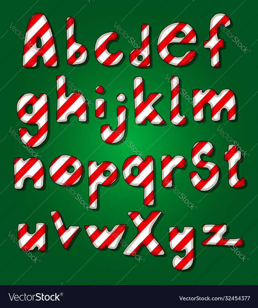 Hand drawn christmas candy cane letters