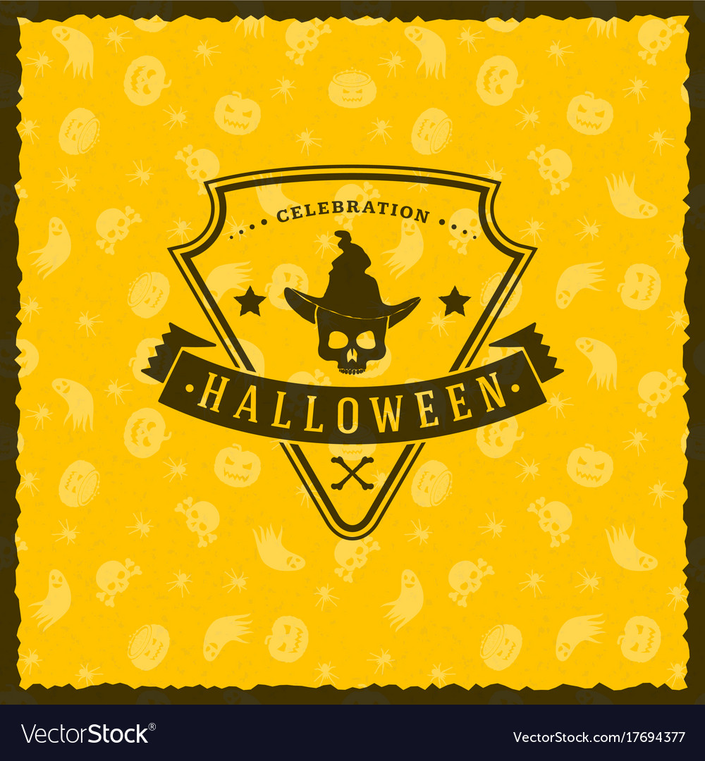 Happy halloween badge sticker label with seamless