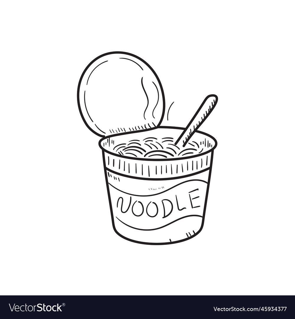 Instant noodle drawing in sketch style Royalty Free Vector