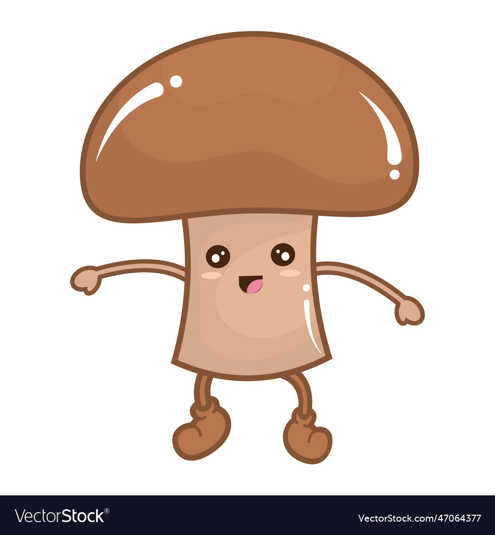 Isolated cute mushroom vegetable character