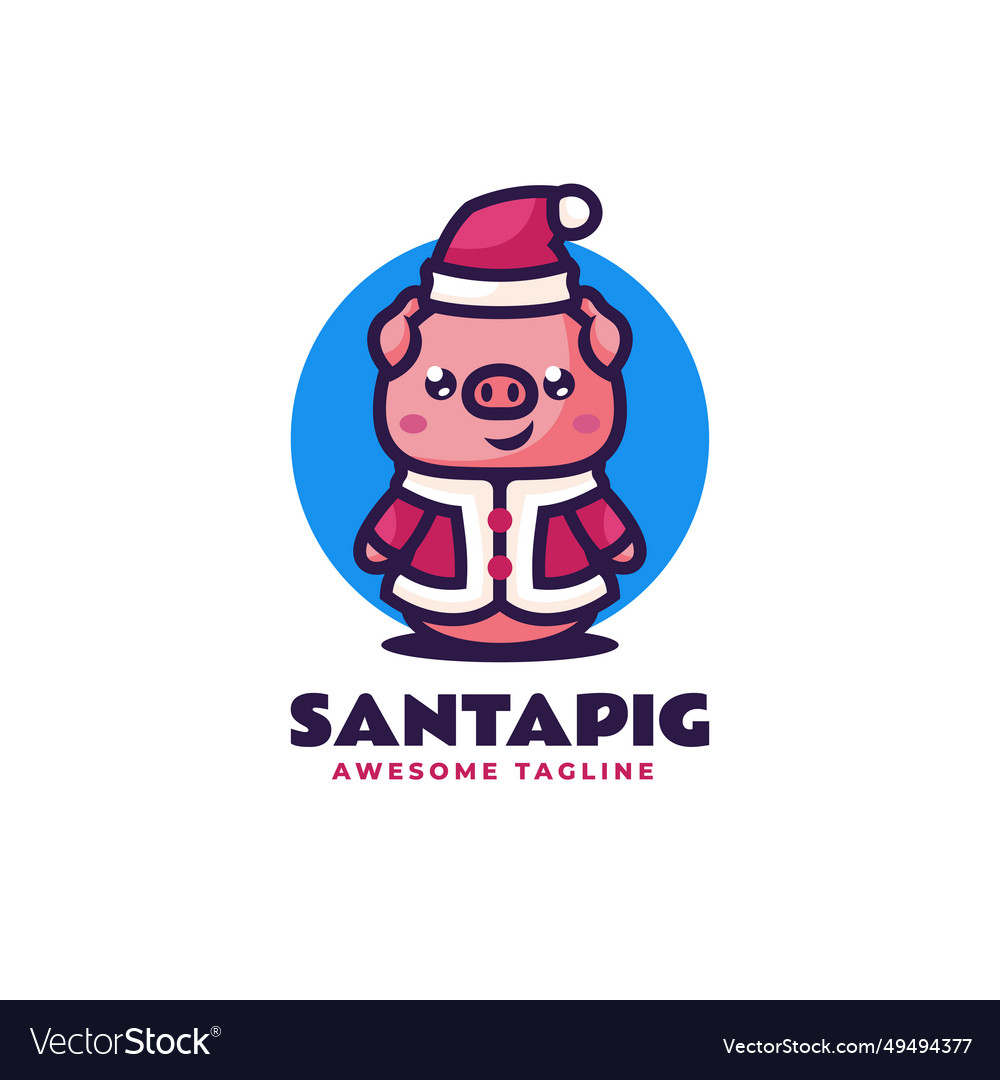 Logo santa pig mascot cartoon style