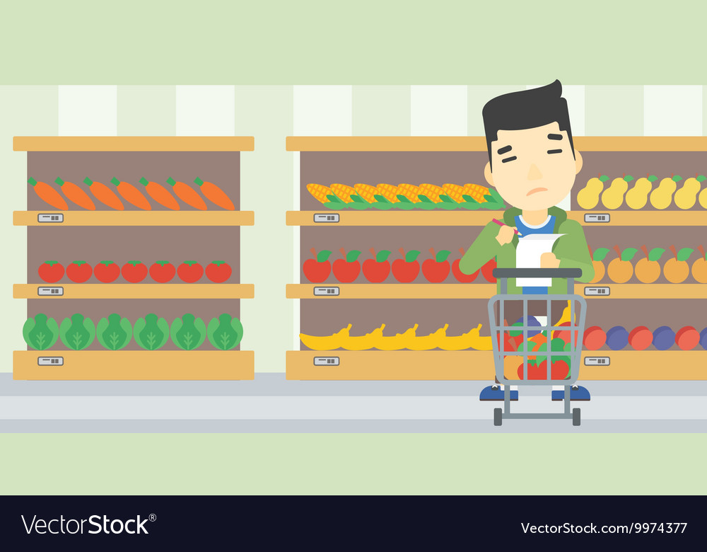 man with shopping list royalty free vector image