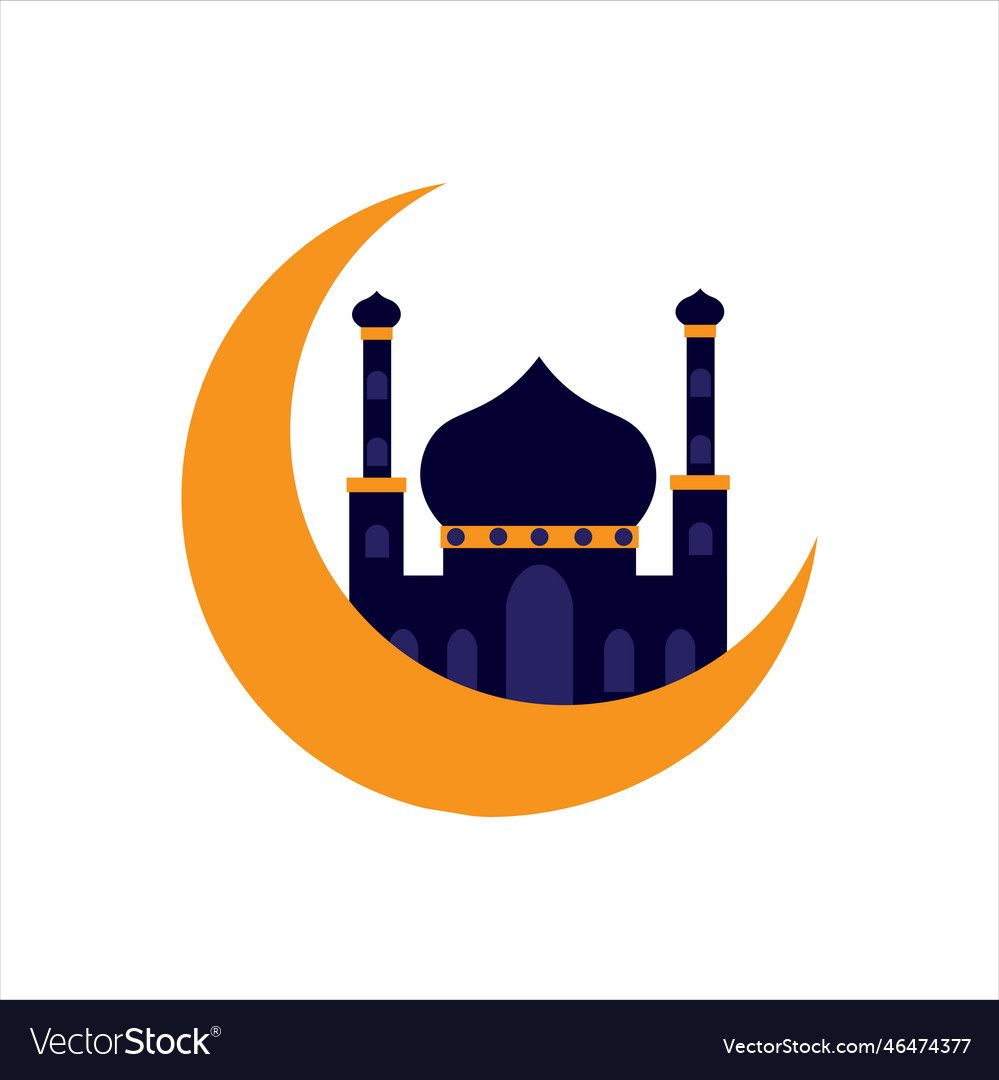 Mosque above the moon Royalty Free Vector Image