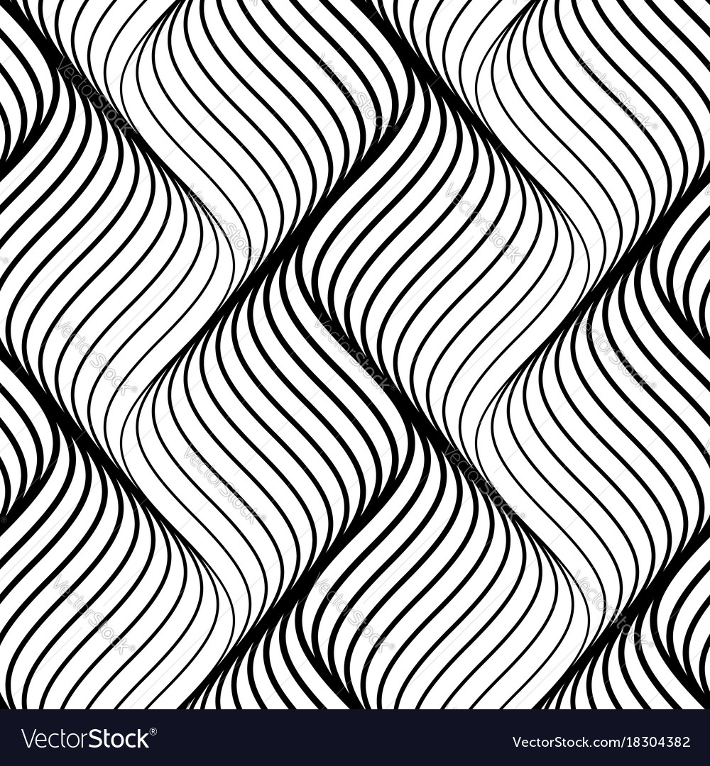 Abstract seamless pattern of black wavy lines on Vector Image