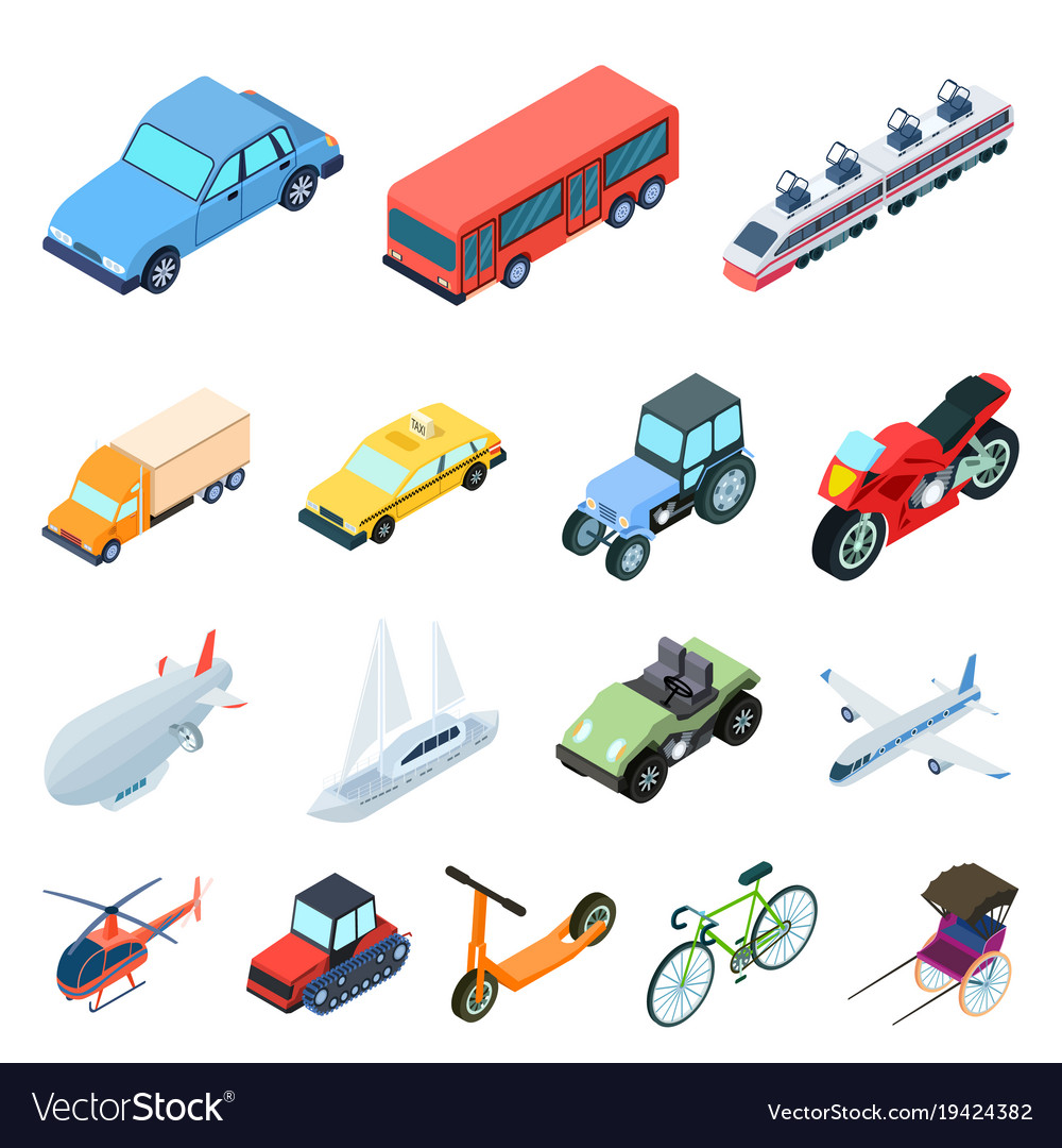 different-types-of-transport-cartoon-icons-in-set-vector-image