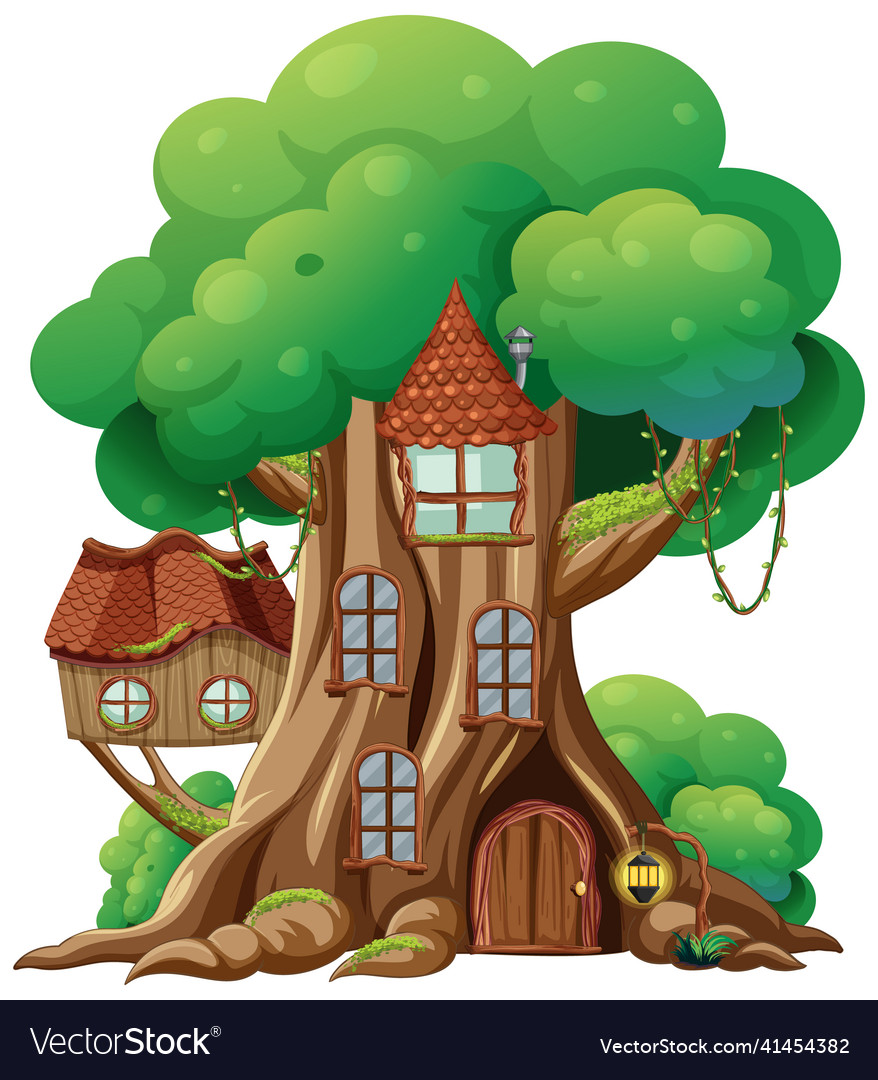 Isolated fantasy tree house on white background Vector Image