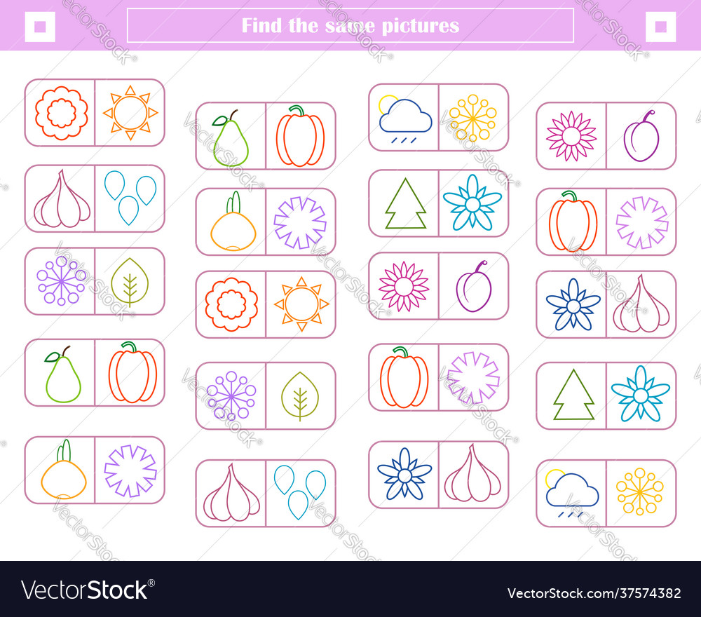 Logic game for children find and connect identic Vector Image