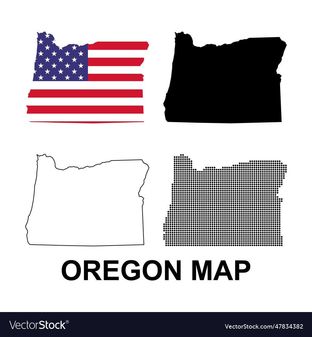 Set of oregon map united states of america flat Vector Image