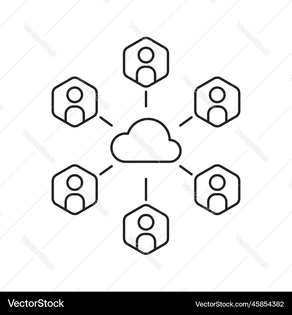 Thin line icon like sync personal data in cloud Vector Image