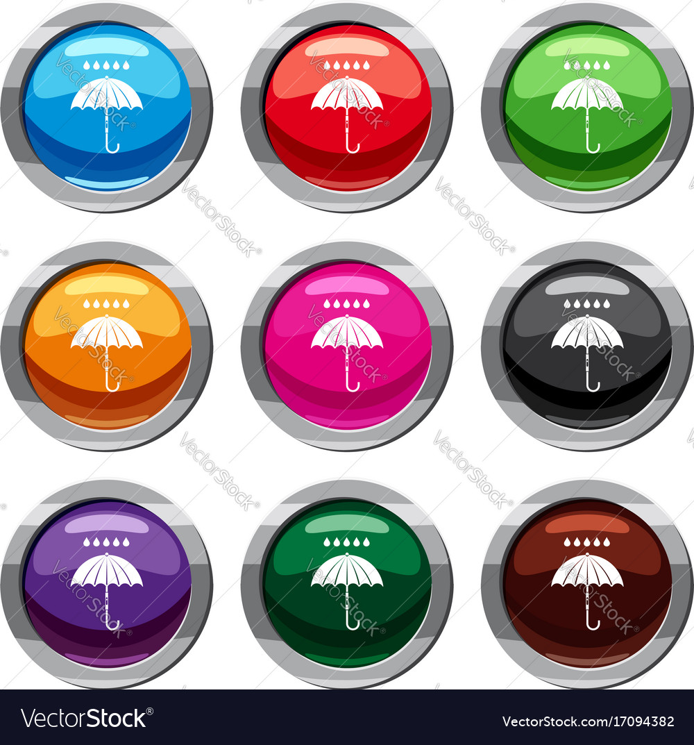 Umbrella and rain drops set 9 collection Vector Image