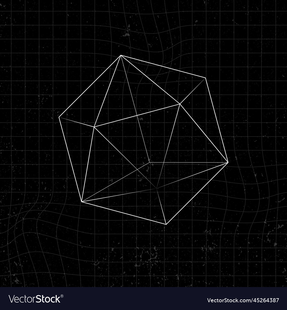 3d icosahedron on a black background Royalty Free Vector