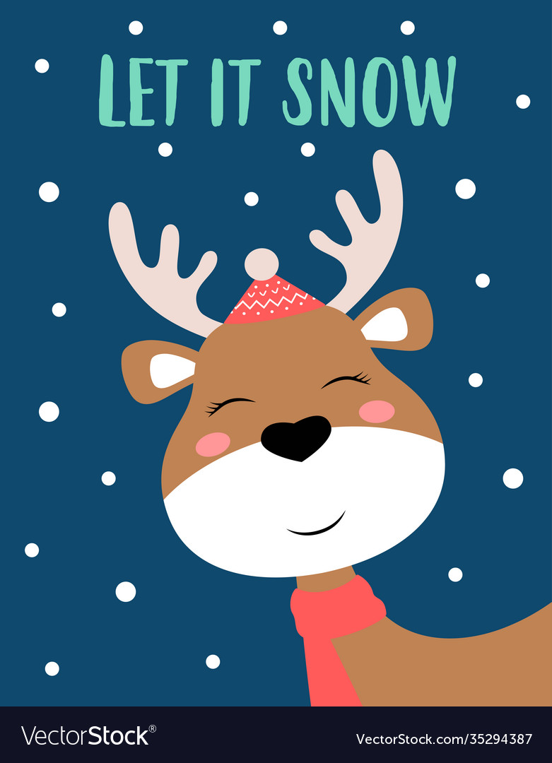 Christmas card with cute deer Royalty Free Vector Image