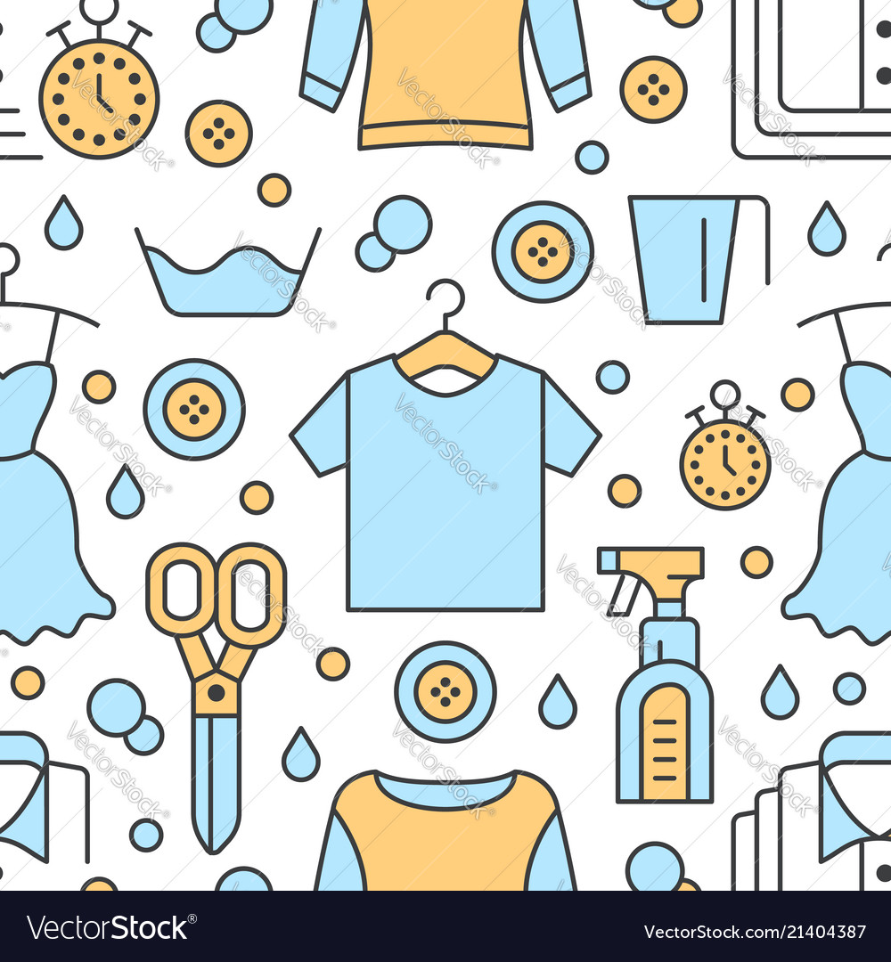Dry cleaning laundry blue seamless pattern Vector Image