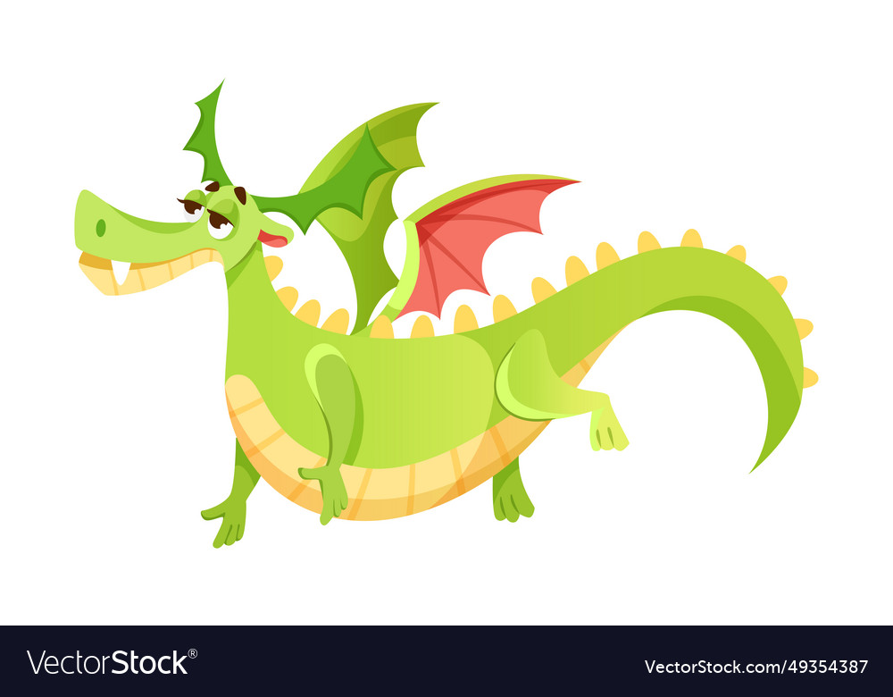 Fairy green dragon as winged and horned legendary Vector Image