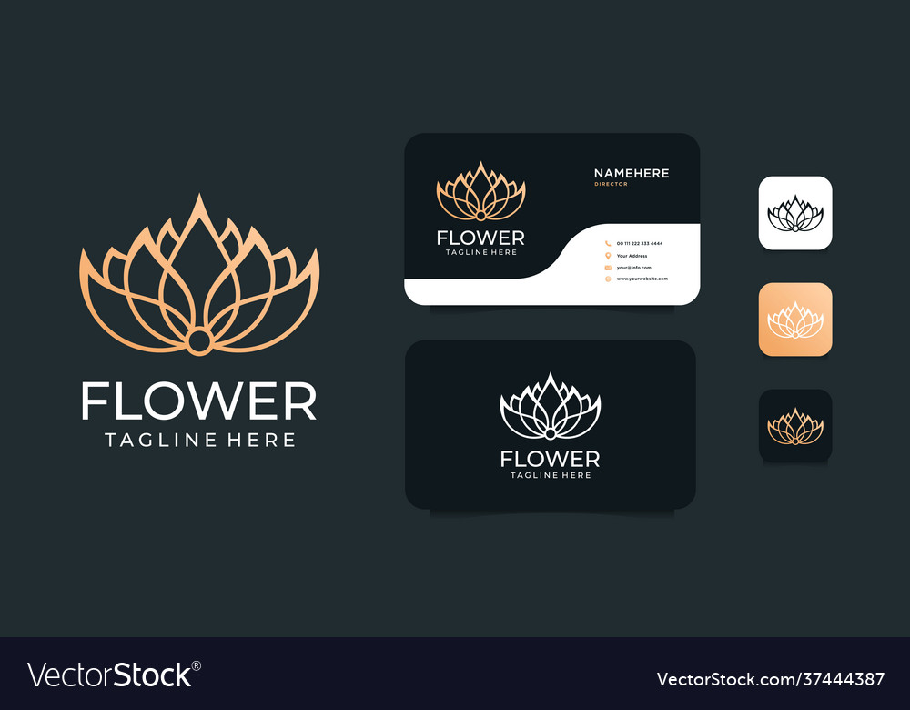 Feminine lotus logo design with business card