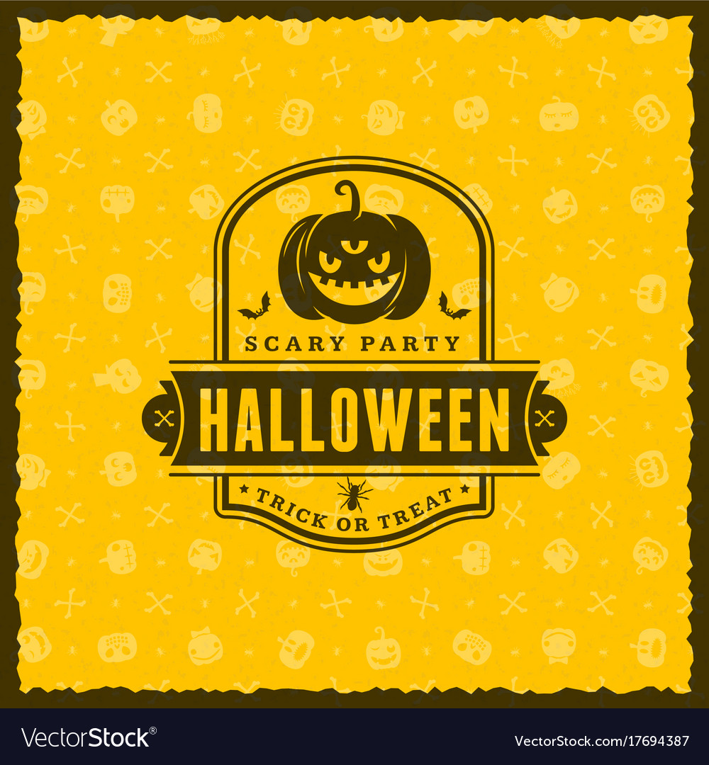 Happy halloween badge sticker label with seamless