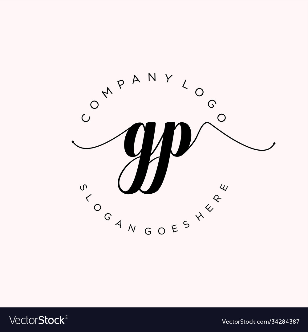 Initial gp handwriting logo with circle template