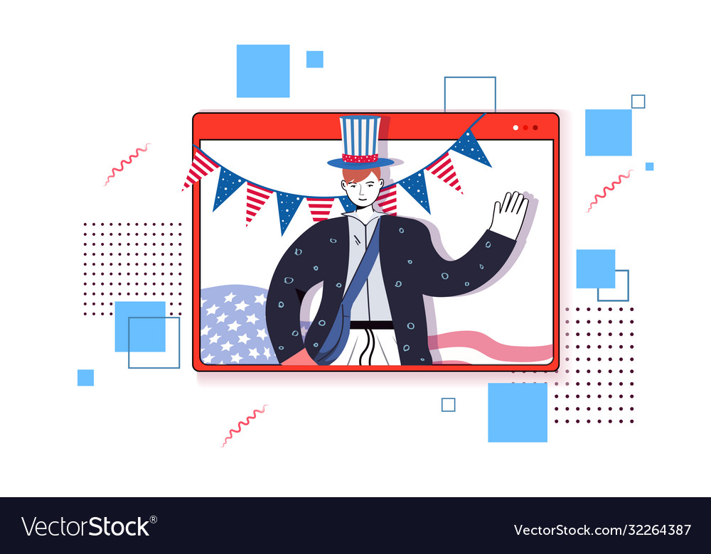 Man in festive hat celebrating 4th july