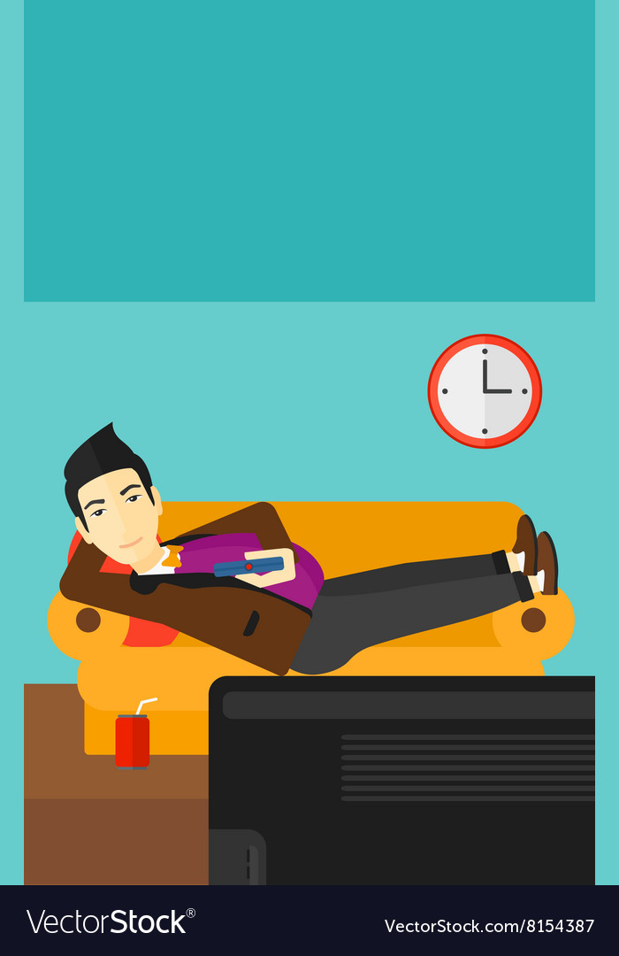 Man lying on sofa Royalty Free Vector Image - VectorStock