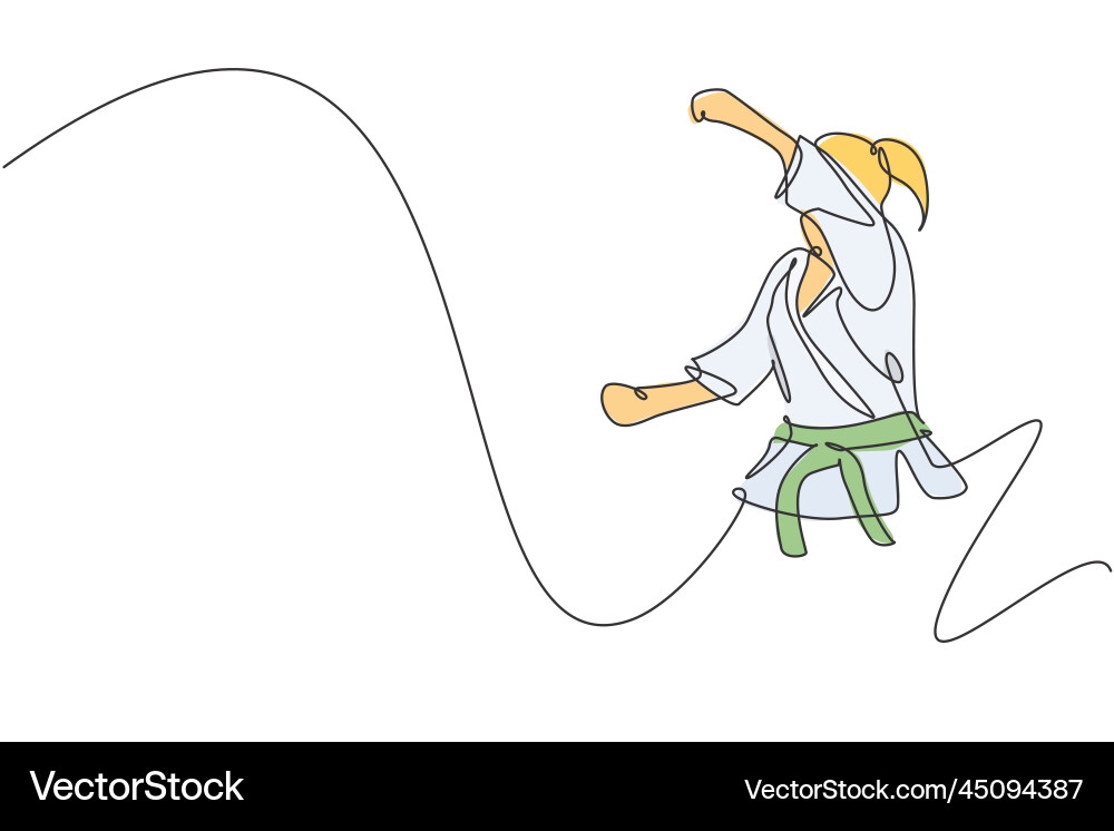 One continuous line drawing of young talented Vector Image