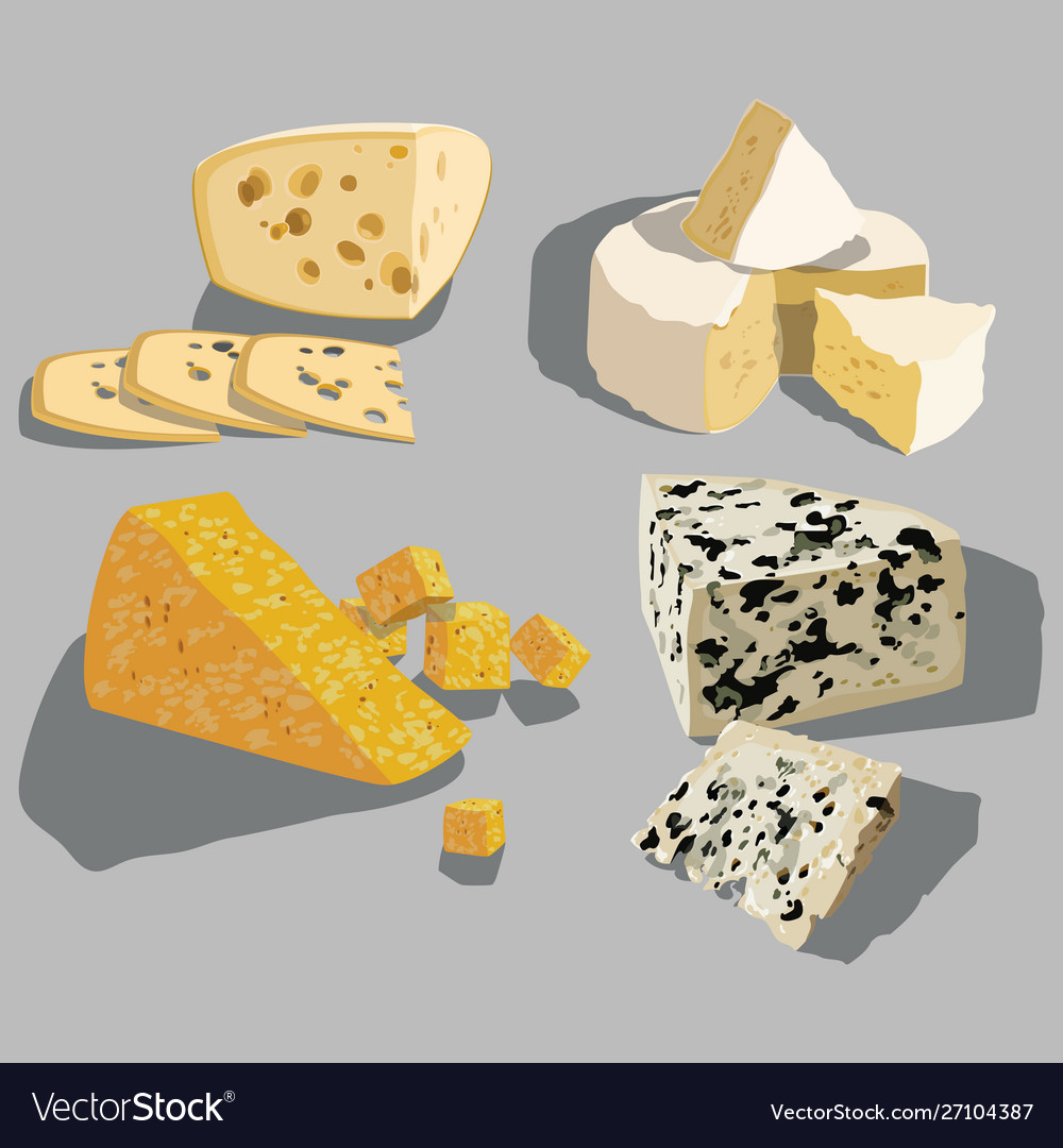 Set cheeses collection cartoon