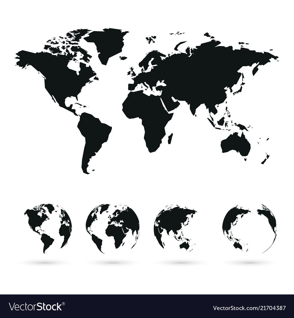 Globe With All Continents Set Of Globe Planet Earth With All Continents Vector Image