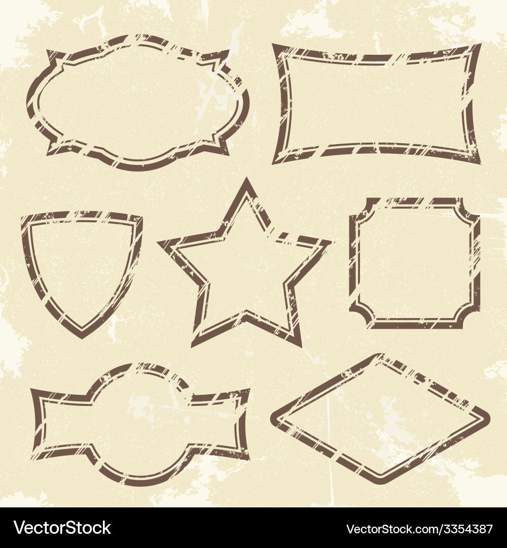 Set retro style grunge frames Royalty Free Vector Image