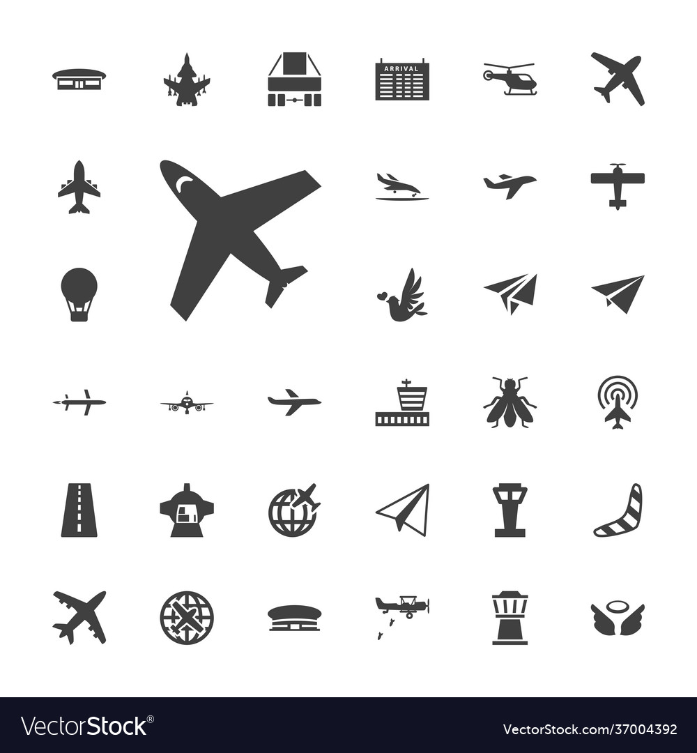 33 flight icons Royalty Free Vector Image - VectorStock