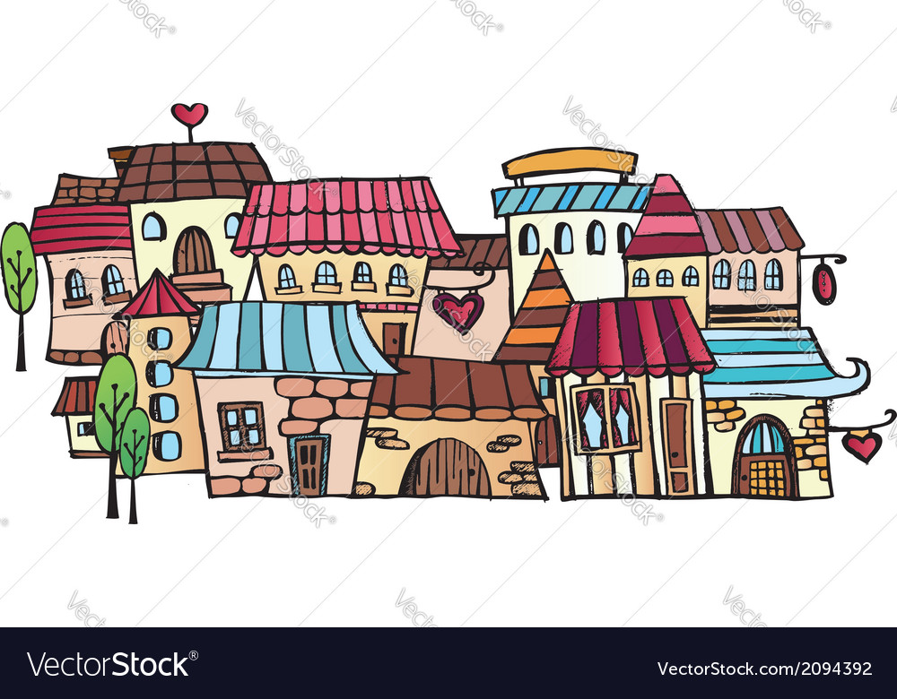 Cartoon drawing town Royalty Free Vector Image