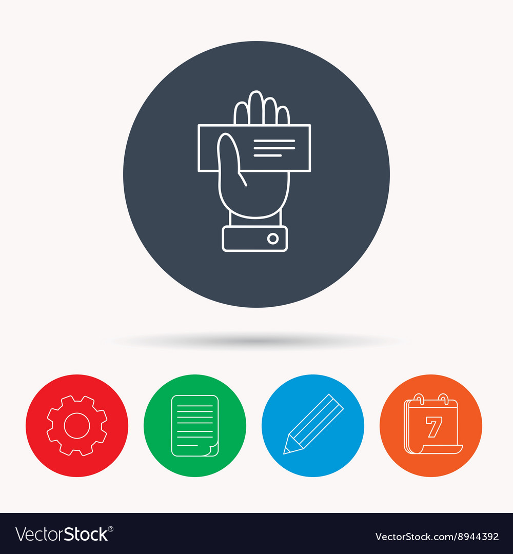 Cheque icon giving hand sign