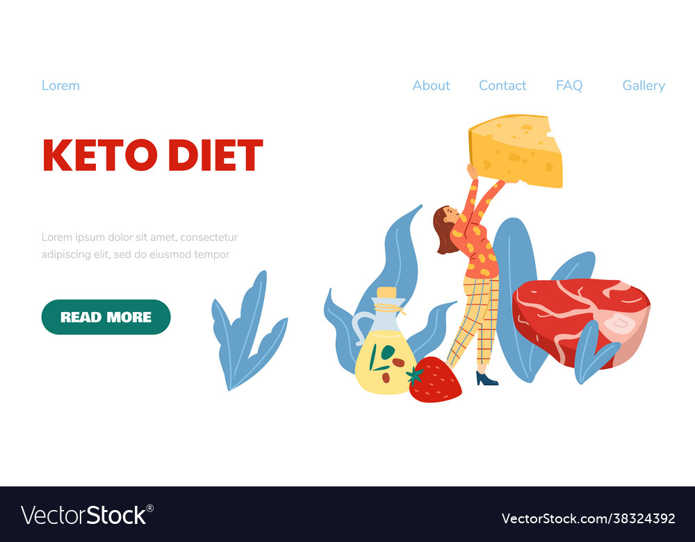 Keto diet web banner with woman among ketogenic Vector Image