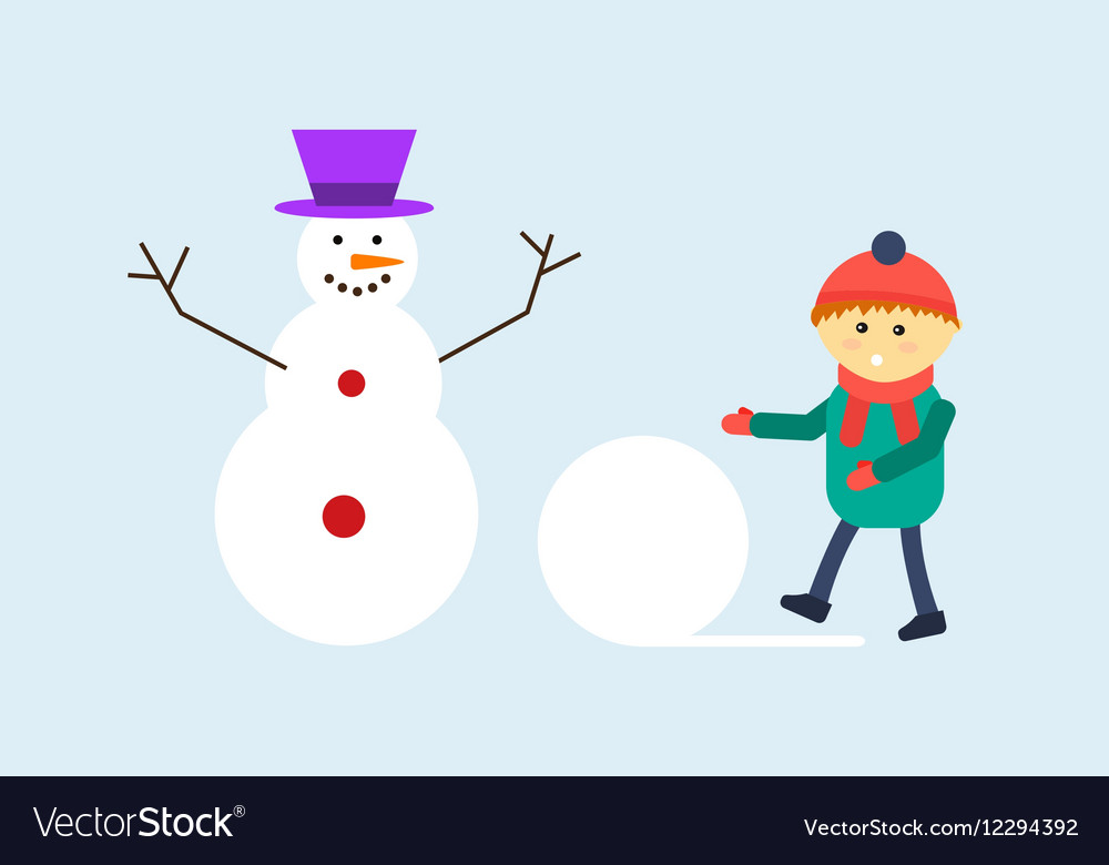 Kid making snowman Royalty Free Vector Image - VectorStock