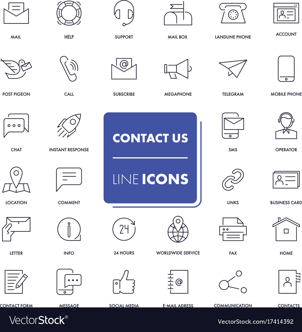 Line icons set contact us