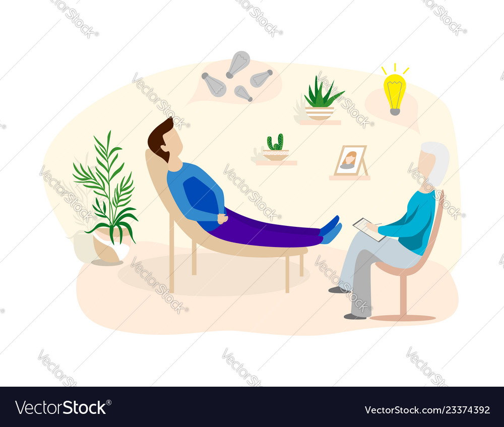 Man talking to psychotherapist or psychologist