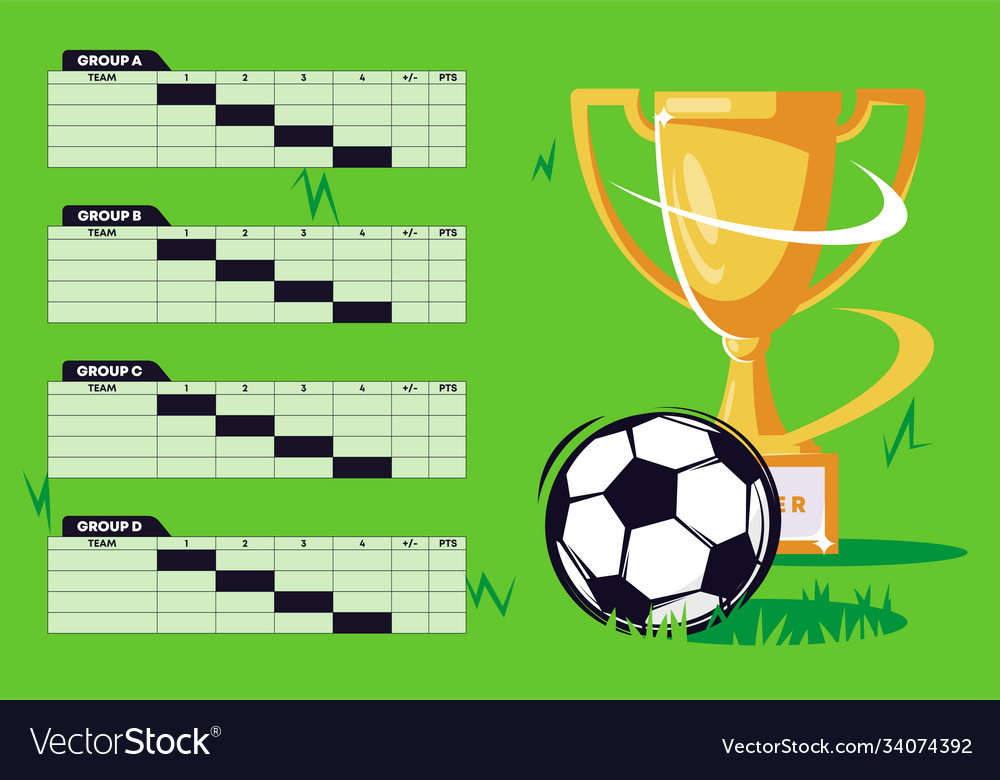 Premium Vector  Flat football championship groups table template