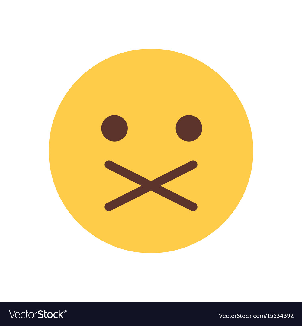 Yellow cartoon face silent shocked emoji people Vector Image