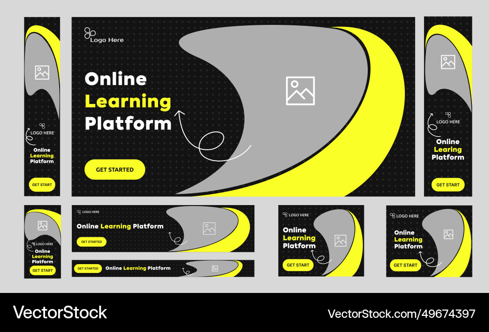 Abstract learning platform web set banner design Vector Image