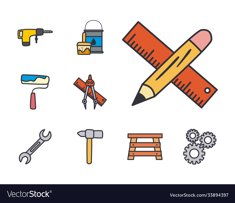 Construction line and fill style set icons