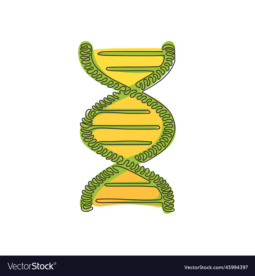 Continuous one line drawing dna icons life gene